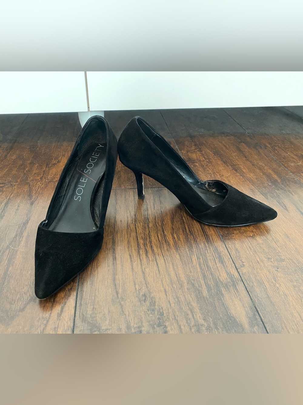 Sole Society Black Suede Pointed Toe Heels 6.5